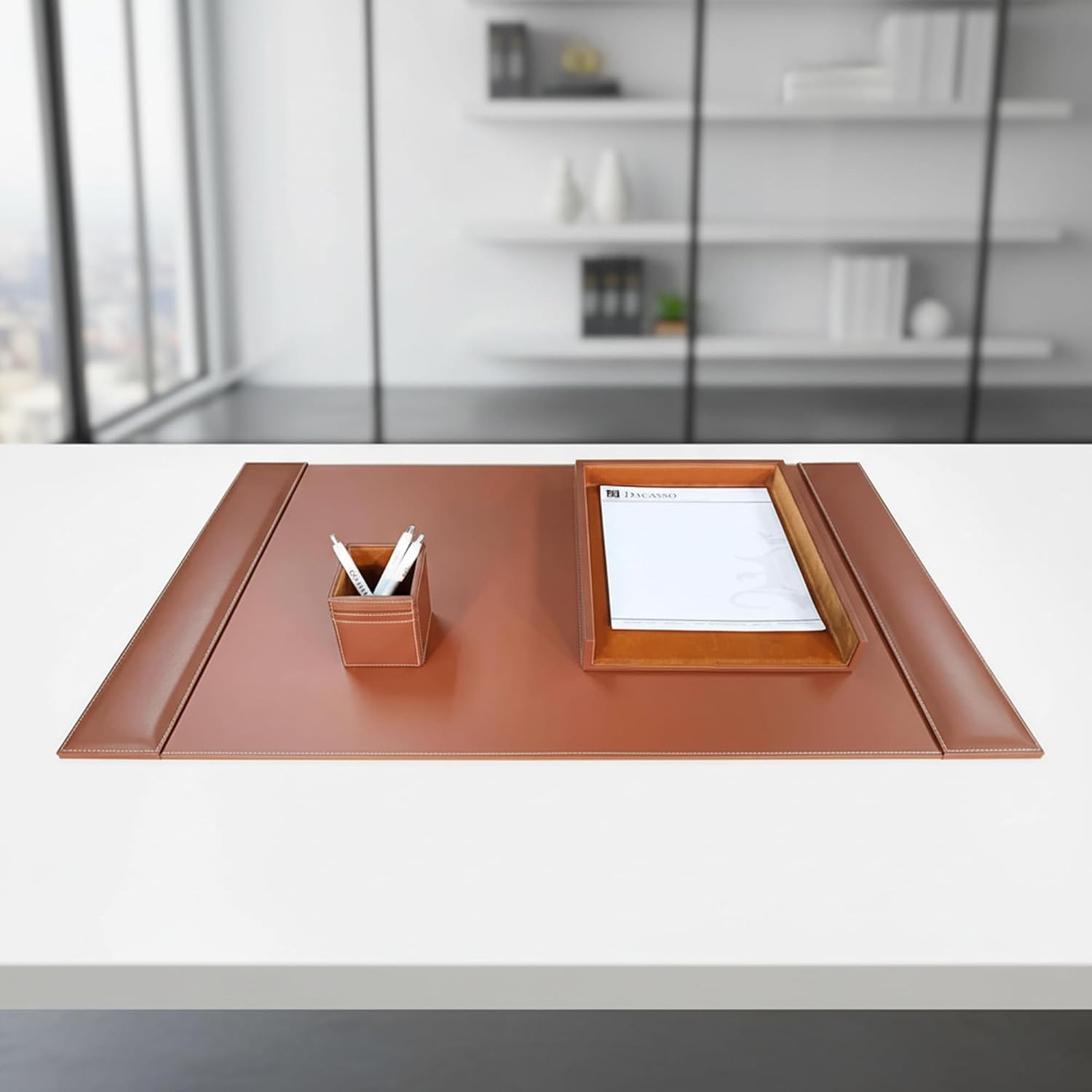 Dacasso Rustic Brown Leather Desk Set, 3-Piece (D3237)