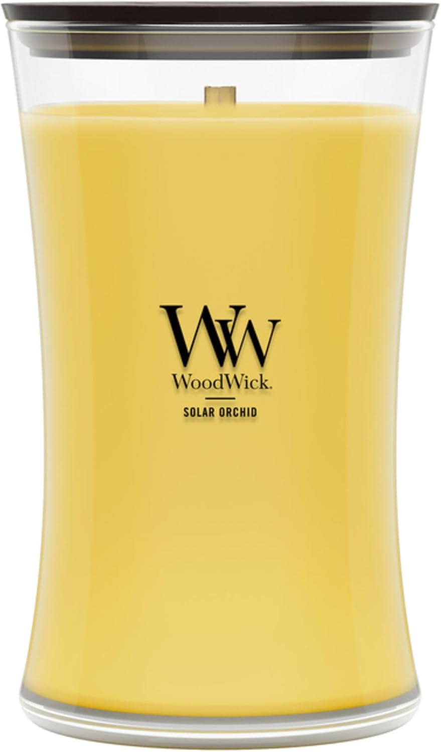 WoodWick Lavender Spa Gifts for Women and Men, 9.7 oz Medium Hourglass Candle with Crackling Wick