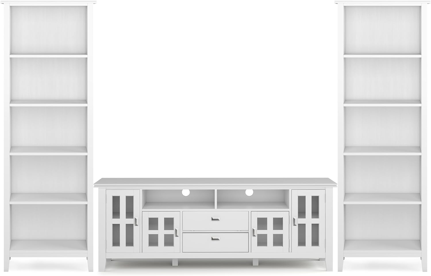 SIMPLIHOME Artisan 53" Wide Solid Wood TV Stand in Russet Brown