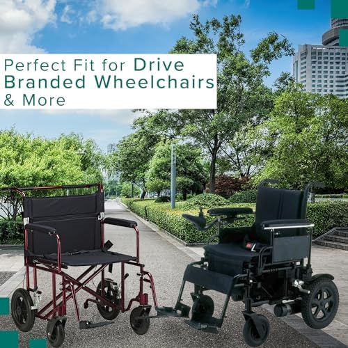 AlveyTech Heavy Duty 14" Padded Black Nylon Armrests for Wheelchairs (Set of 2) - Replacement Full Length Wheelchair Armrest Pads with Mounting Screws