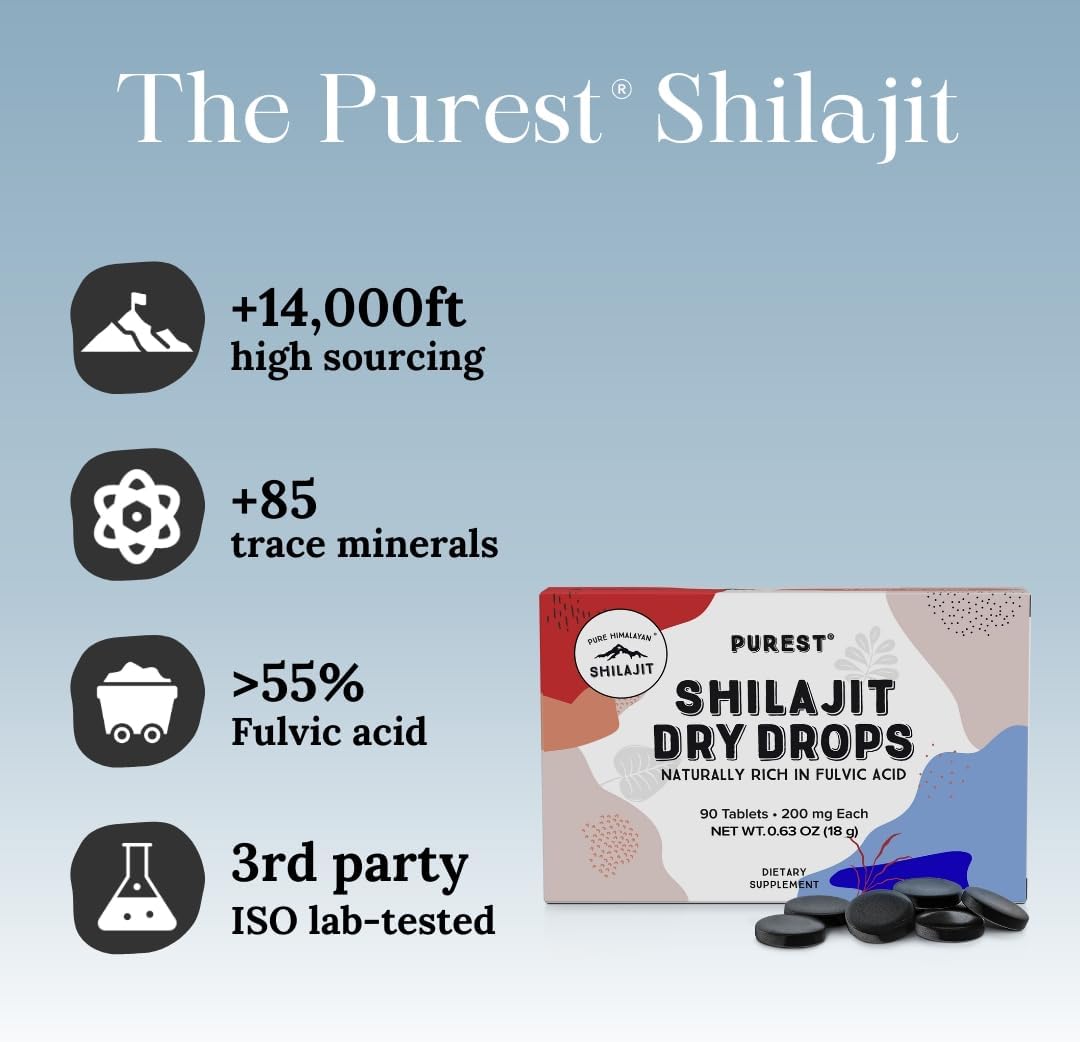 Pure Himalayan Shilajit | 100% Pure Natural Shilajit Grade A Max Potency 85+ Trace Minerals & Fulvic Acid | 3rd Party US Lab Tested | Altai Tablets