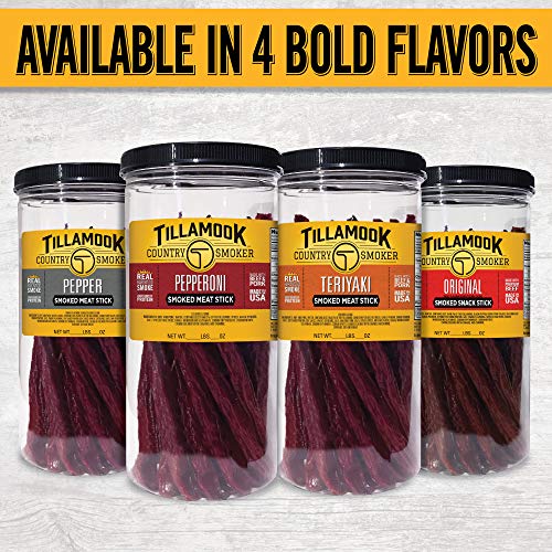 Tillamook Country Smoker Real Hardwood Smoked Silver Dollar Beef Jerky, Old Fashioned (13 Ounce) and Sausages, Teriyaki (15.2 Ounce Tall Jar