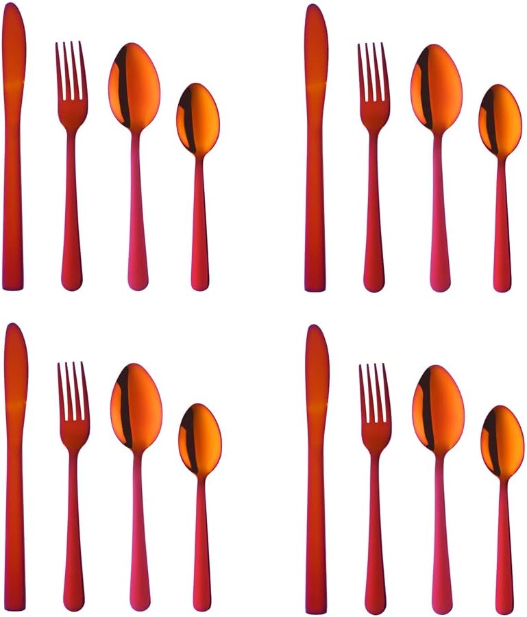 BuyGo Rainbow Silverware Set Flatware Set Stainless Steel Colorful Dinnerware Set 16-Piece Multicolor Cutlery Set, Service for 4