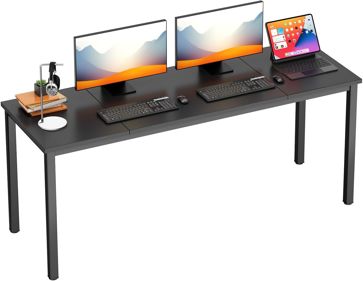 DlandHome 47 inches Medium Computer Desk for Bedroom, Retro