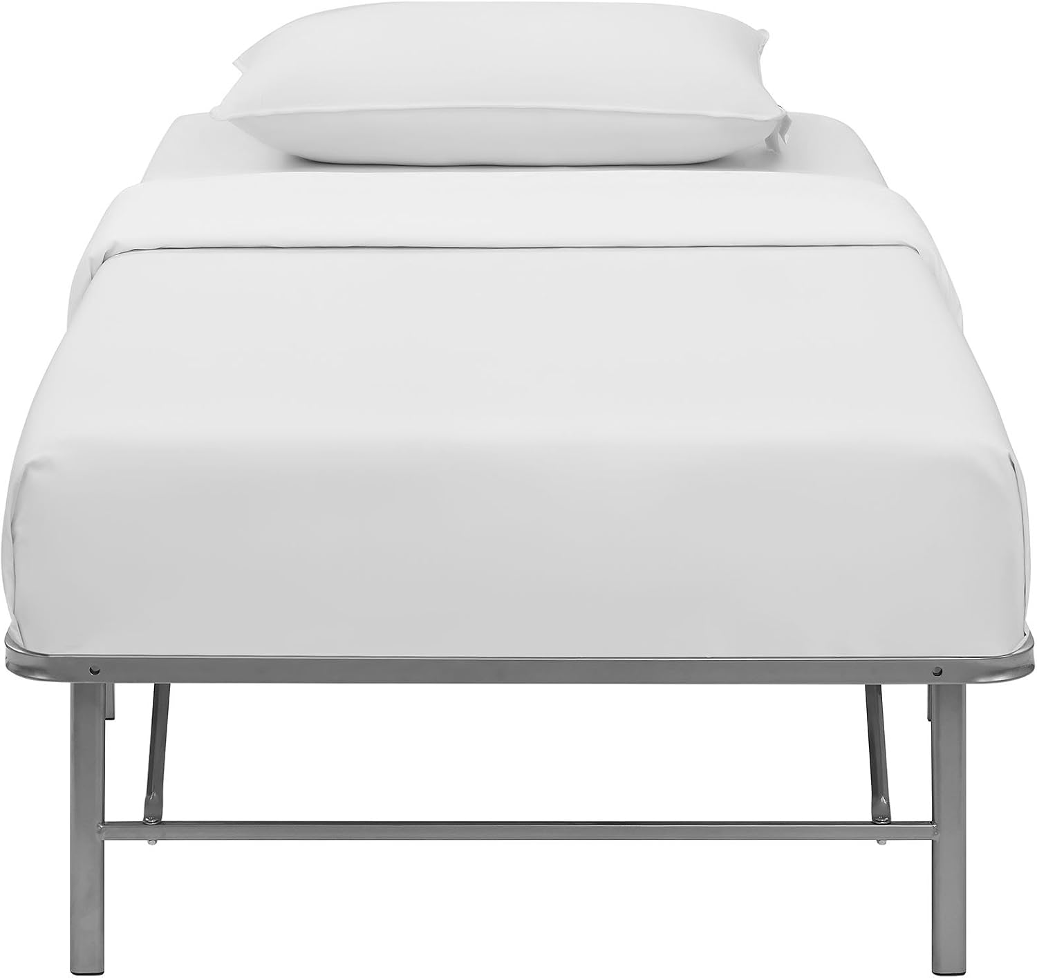 Modway Horizon Queen Bed Frame In Gray - Replaces Box Spring - Folding Metal Mattress Bed Frame