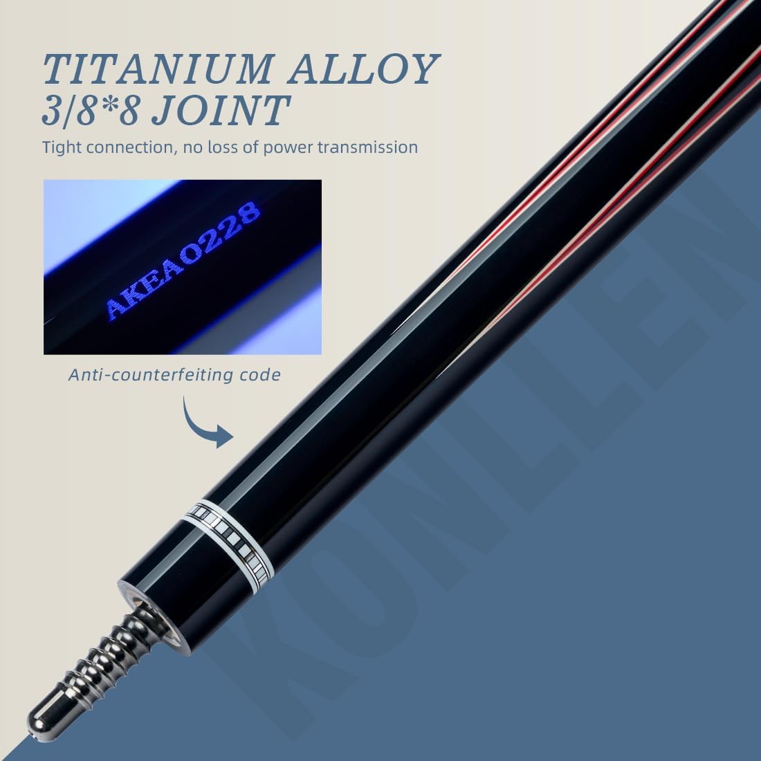 KONLLEN Carbon Fiber Pool Cue Stick 58-inch Professional Pool Sticks for Adults Full Carbon Technology Low Deflection Pool Cue Billiard Cues with 12.5mm Tip (Easy to Control, Pro Taper, Ultra-Smooth)