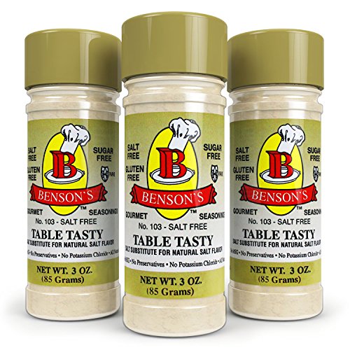 Bensons - 3-Pack Table Tasty No Potassium Chloride Salt Substitute - No Bitter After Taste - Good Flavor - No Sodium Salt Alternative (3 oz) (Pack