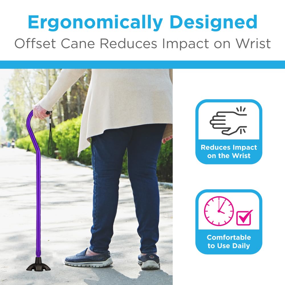 Nova Joy Designer Offset Quad Cane for Seniors - Unisex Adjustable Lightweight Walking Aid with Foam Handle, Wrist Strap and Anti-Rattle Lock - Essential Mobility Support - Maui Flowers