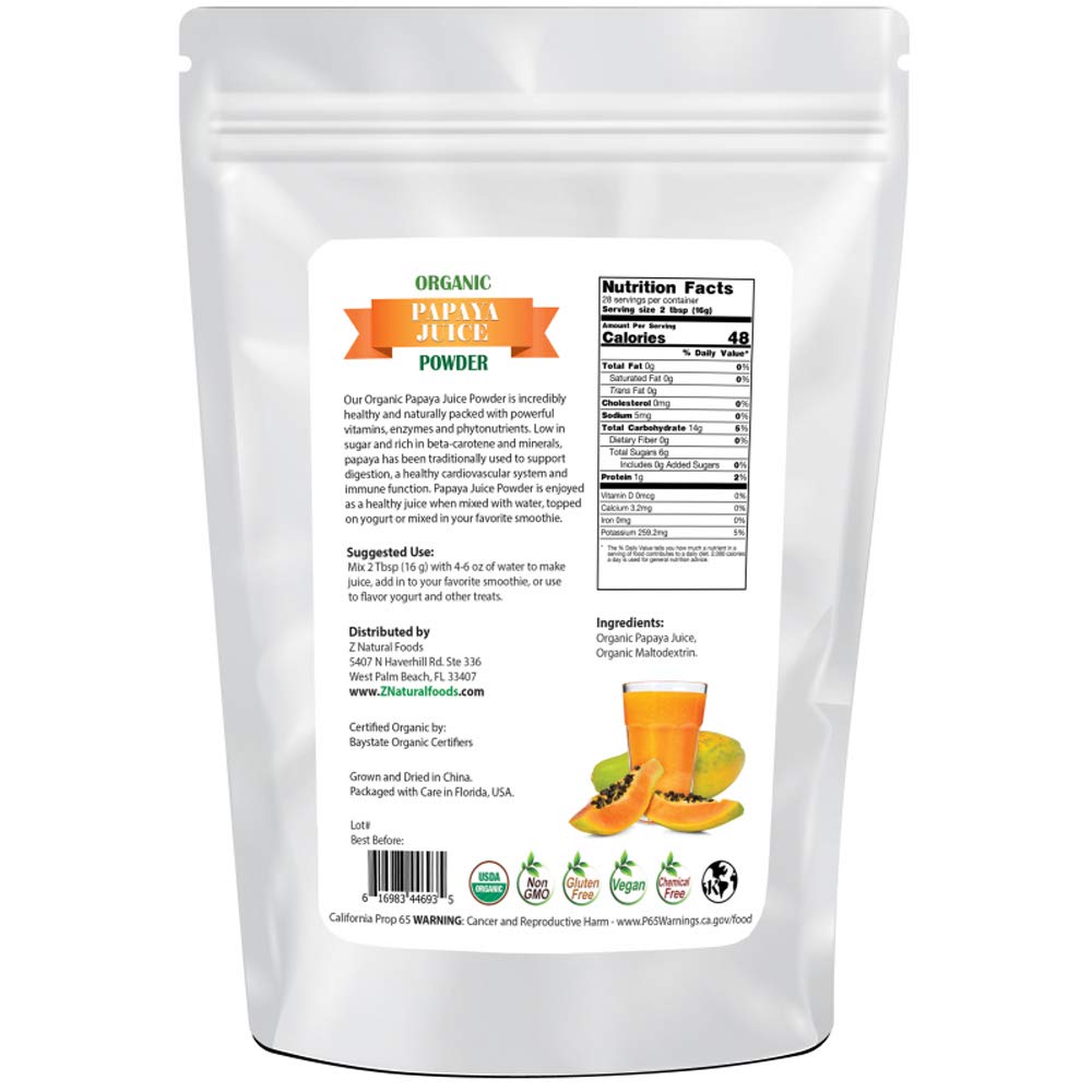 Z Natural Foods Organic Tart Cherry Juice Powder - Vegan, Kosher, 1 lb