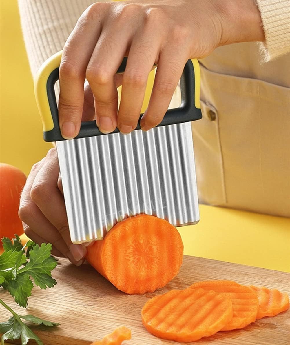Crinkle Cutter, French Fry Cutter for Potatoes, Upgraded Stainless Steel Blade