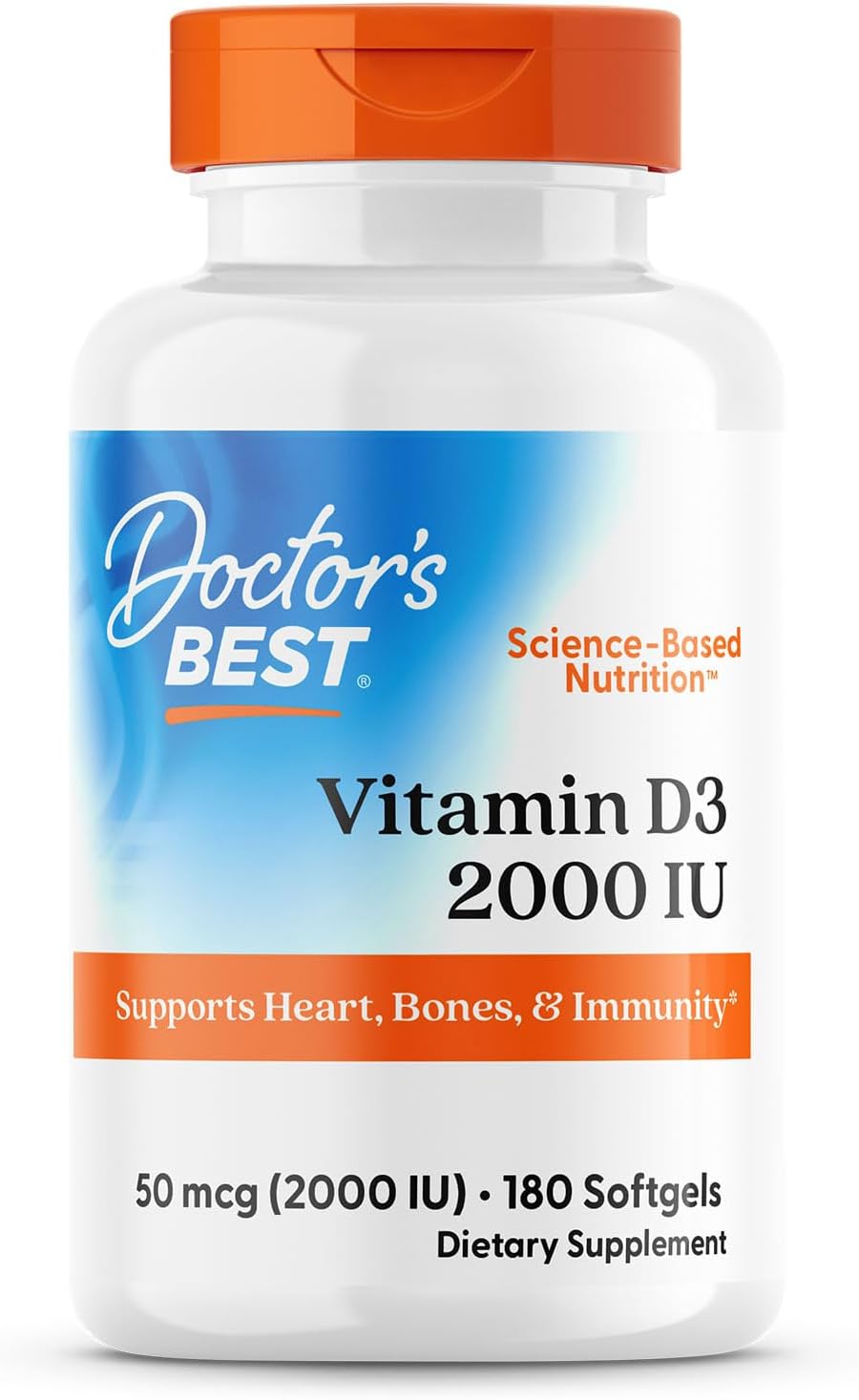 Doctor's Best Vitamin D3 2000 IU Softgels for Men & Women - Vitamin D Supplement for Immune System & Heart Health Support, 50 mcg per Serving, Vit D 3