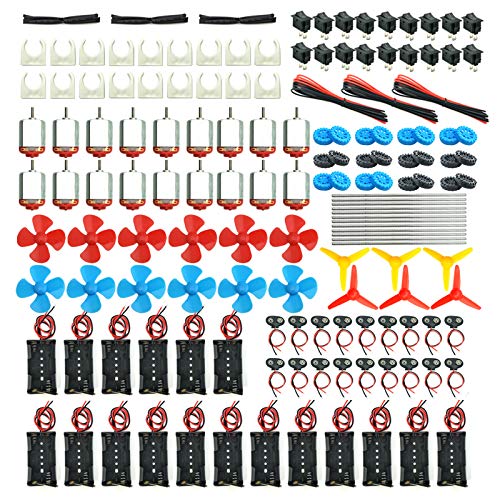18 Set DC Motors Kit, Mini Electric Hobby Motor 3V -12V 25000 RPM Strong Magnetic with Shaft Propeller, 2 x AA Battery Holder
