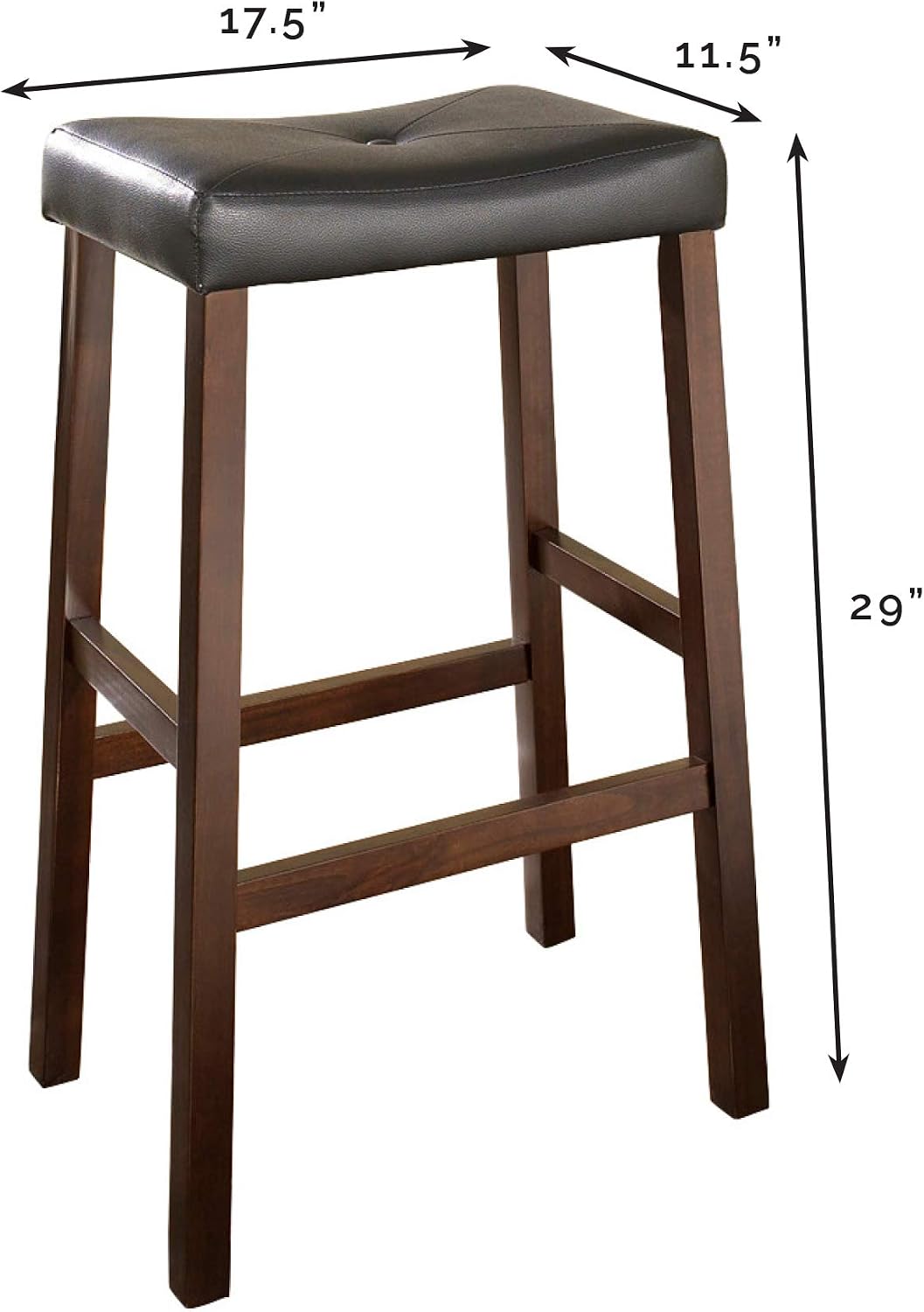 Crosley Furniture Upholstered Saddle Seat Counter Height Bar Stools Set of 2, Black, 24-inch