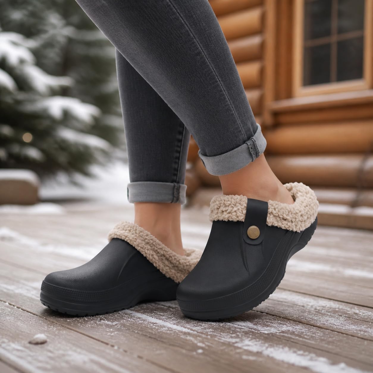 Beslip Fur Lined Clogs for Women & Men Fuzzy Slippers with Memory Foam