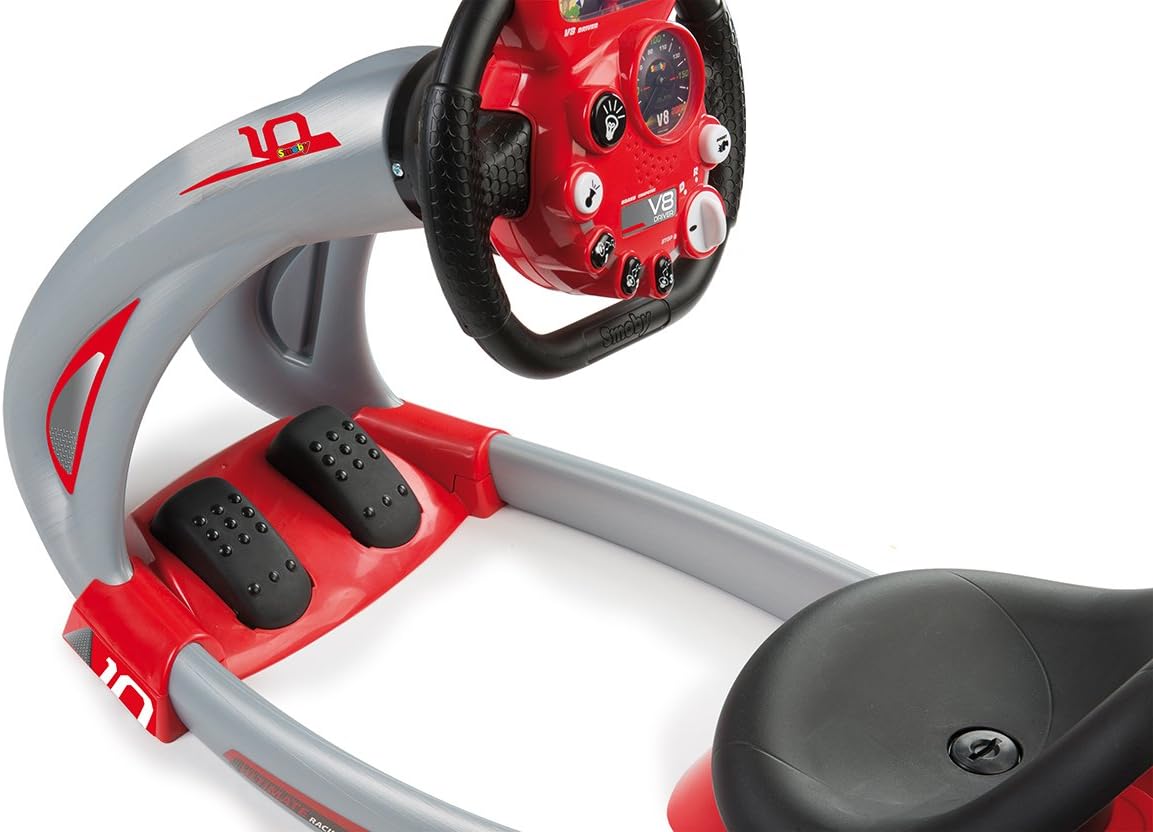 Smoby: V8 Driver, Kids Can Play and Develop Real Life Skills, Features Includes Back Lit Screen, Real Sounds and Mechanical Pedals, for Ages 3 and up