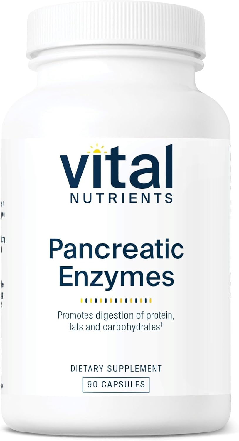 Vital Nutrients Pancreatic Enzymes 1000mg (Full Strength) - Pancreatin Digestion Supplement with Protease, Amylase & Lipase - Digestive Enzymes - Gluten, Dairy, and Soy Free - 90 Capsules