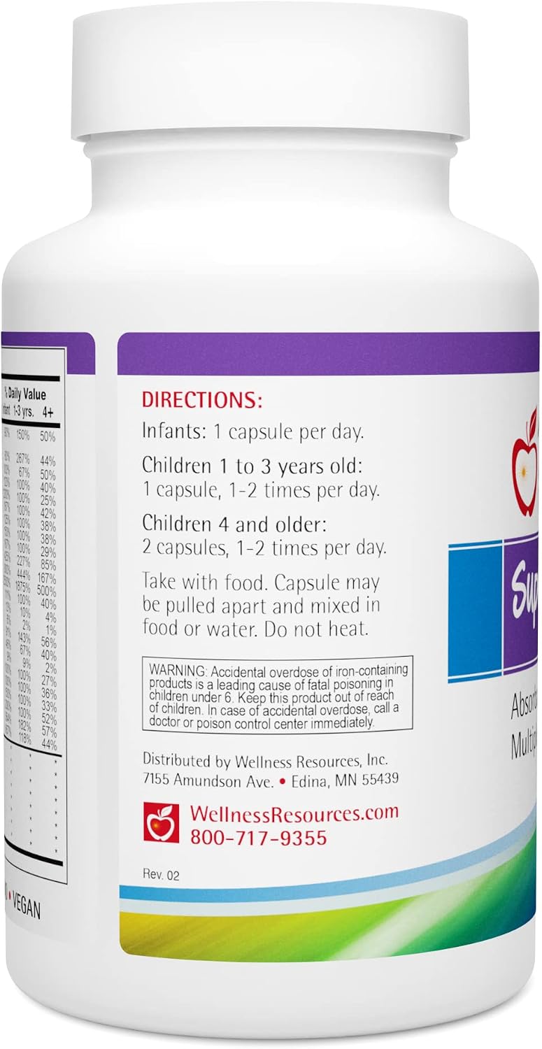 Super Mini-Multi - Children's Multivitamin Swallowable Capsules with Methyl Folate, Methyl B12 and Coenzyme B Vitamins for Growth, Focus