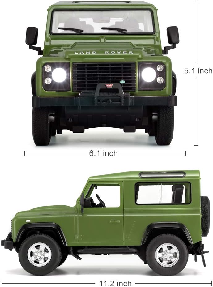 RASTAR Land Rover Defender RC Car, 1/14 Land Rover Remote Control Toy Model Car, Doors Opened by Manual– Green