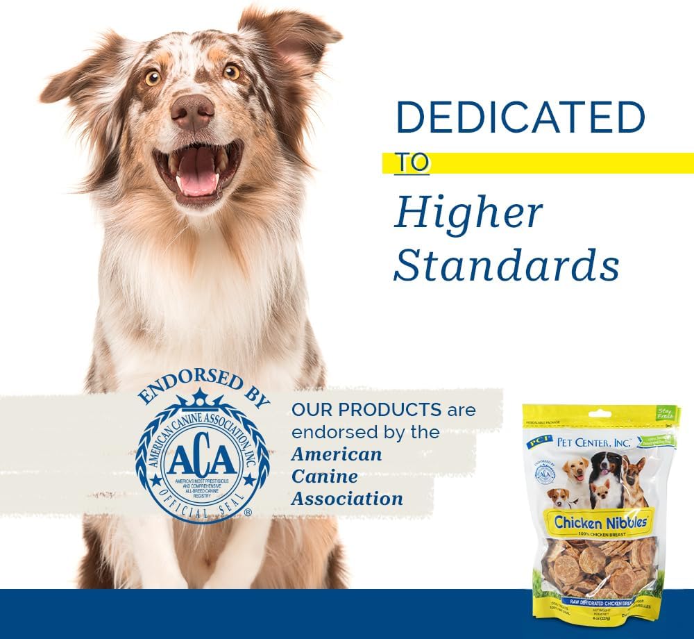 PCI Pet Center Inc. - Chicken Nibbles Dog Treat – 100% Real Raw Dehydrated Chicken Breast Bites for Small, Medium & Large Dogs - 8oz Bag