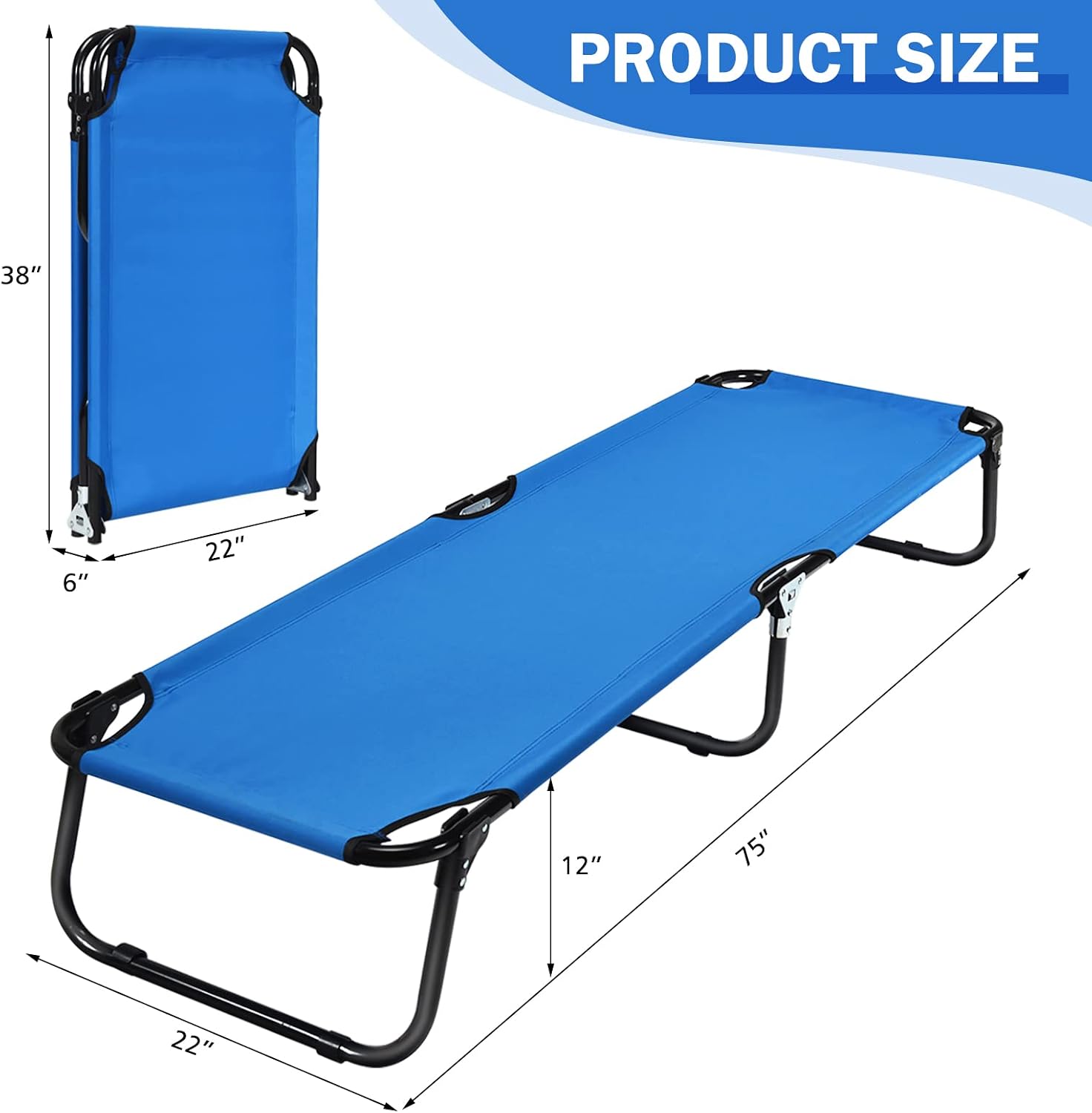 Goplus Folding Camping Cot, Sleeping Cots for Adults Kids