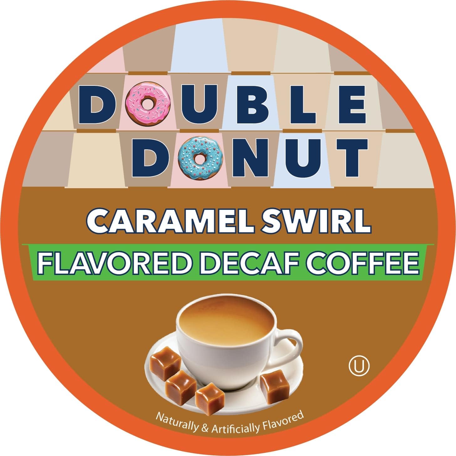 Double Donut Coffee Double Donut Medium Roast Decaf Coffee Pods, Classic, for Keurig K-Cup Machines, 24 Single-Serve Capsules per Box