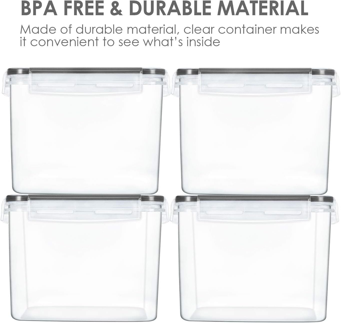 Vtopmart 5.2L Flour Sugar Storage Containers, 4 PCS, Black