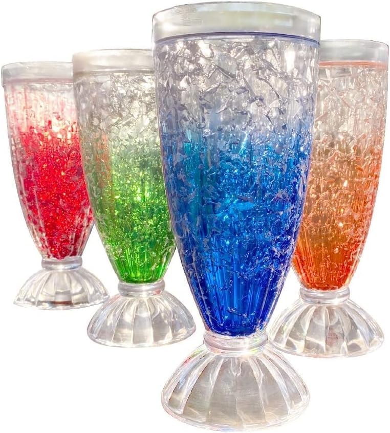 Lily's Home Freezer Beer Mugs - Set of 4 Freezable Gel-Filled 16 oz BPA-Free Acrylic Frozen Mugs for Outdoor Entertaining and Gifting