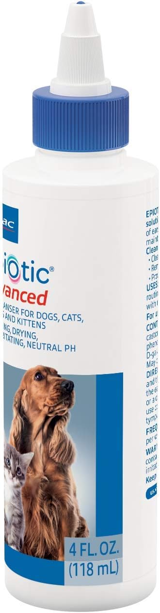 Epiotic Advanced Ear Cleanser|Gentle Ear Cleanser for Dogs and Cats | Neutral pH routine dog ear wash and cat ear cleaner dries wet ears, cleanses wax & debris to smell fresh and clean