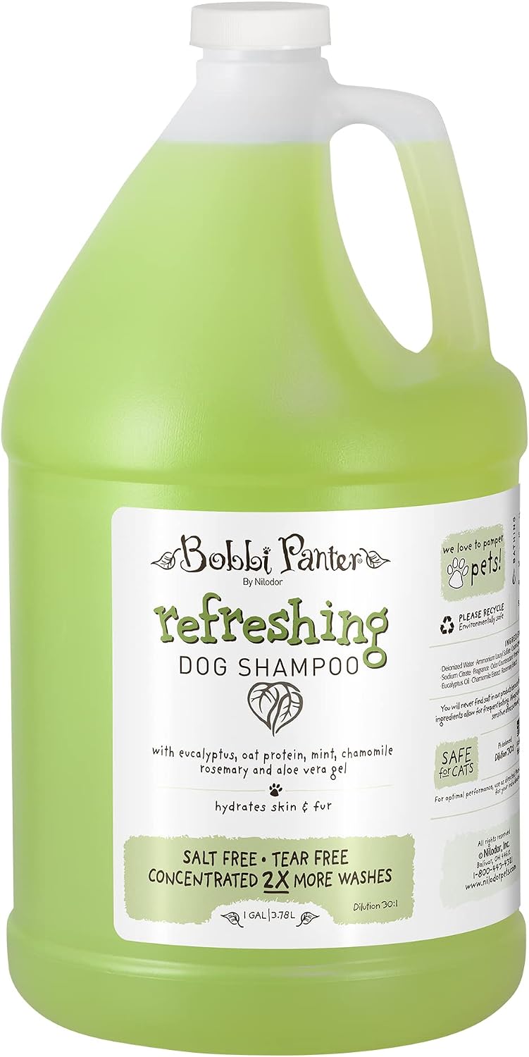 Bobbi Panter Soothing Dog Shampoo Tea Tree, Lavender, Cucumber & Oat Protein – Natural Formula for Sensitive Skin & Irritation Relief, Tear-Free, 30:1 Concentrate, Made in USA, 14 oz