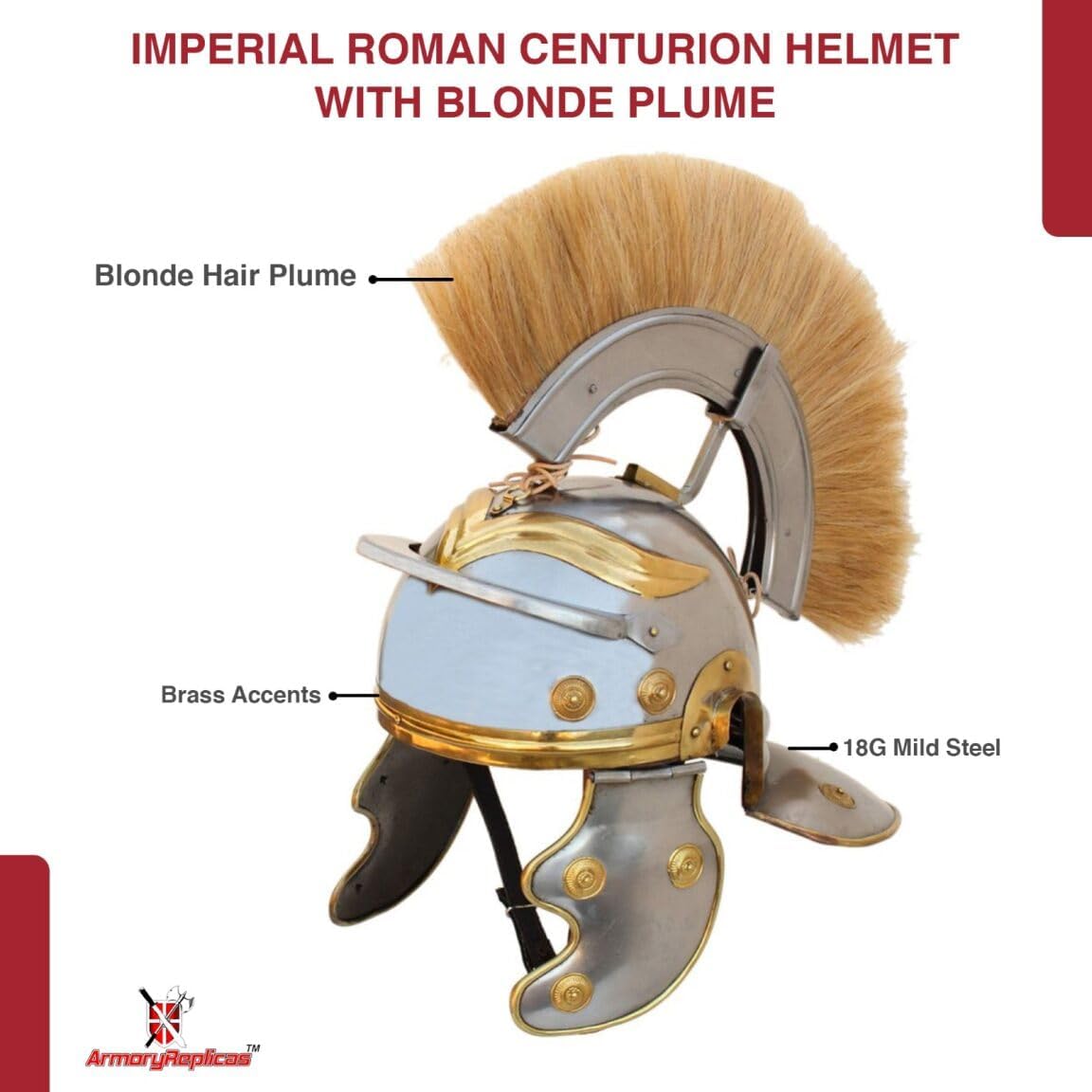 Armory Replicas Maximus Roman Gladiator Blackened 18g Helmet