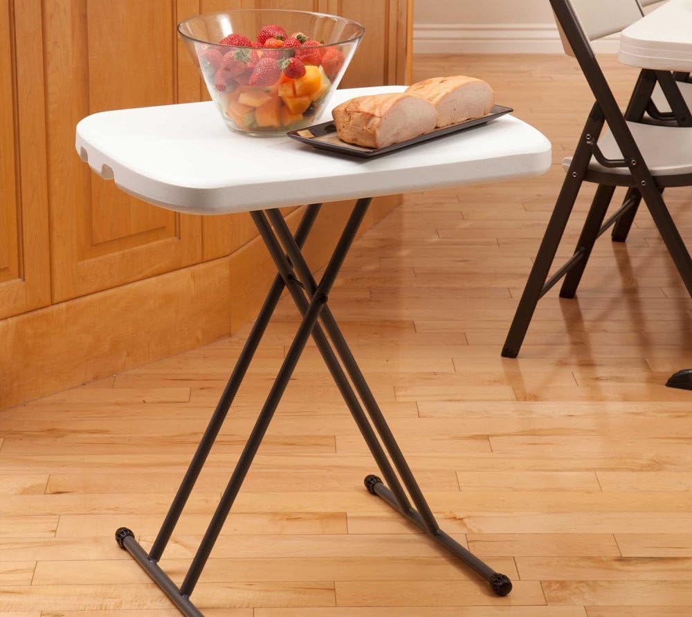 LIFETIME 80251 Adjustable Folding Laptop Table TV Tray, 26 Inch, White Granite
