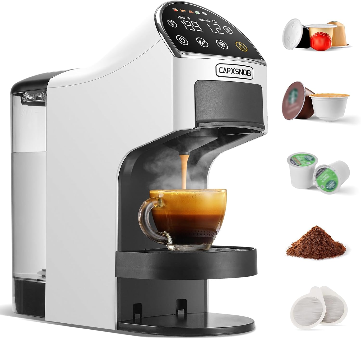 Magician2 5-in-1 Mini Coffee Maker & Machine | 20 Bar, LED Touch, 42oz Tank | Fits K Cup/Nespresso/Dolce Gusto & ESE Pods, Touchscreen & Pods Recognition, Adjustable Temp/Volume, For Kitchen/Office/Dorm