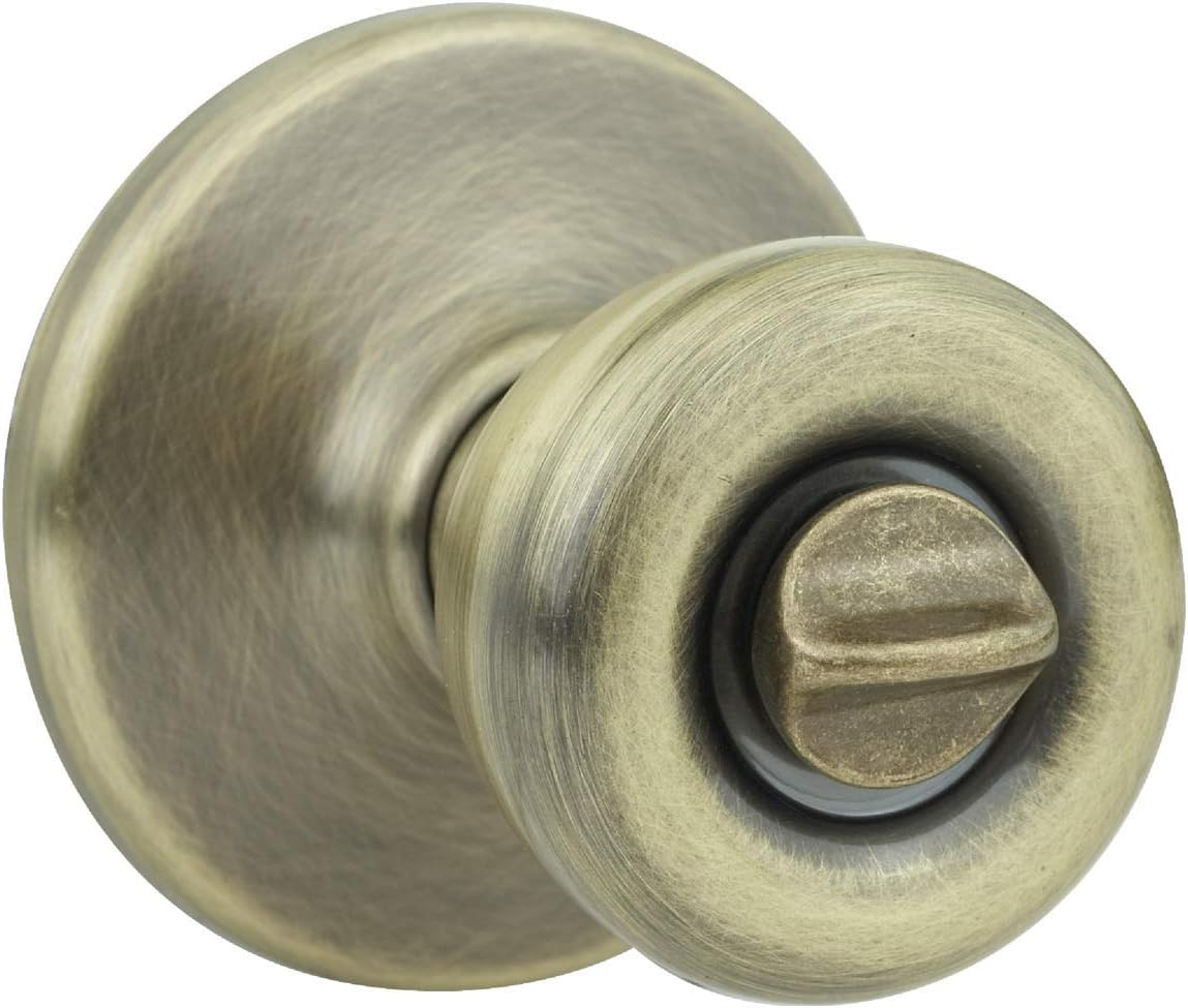 Kwikset Tylo Interior Privacy Door Knob with Lock, Door Handle For Bathroom and Bedroom, Polished Brass Keyless Turn Lock Doorknob, 1 Count (Pack of 1)