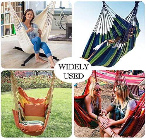 Hammock Chair Hanging Rope Swing Seat for Indoor Outdoor, Sturdy Cotton Weave Hammock Swing