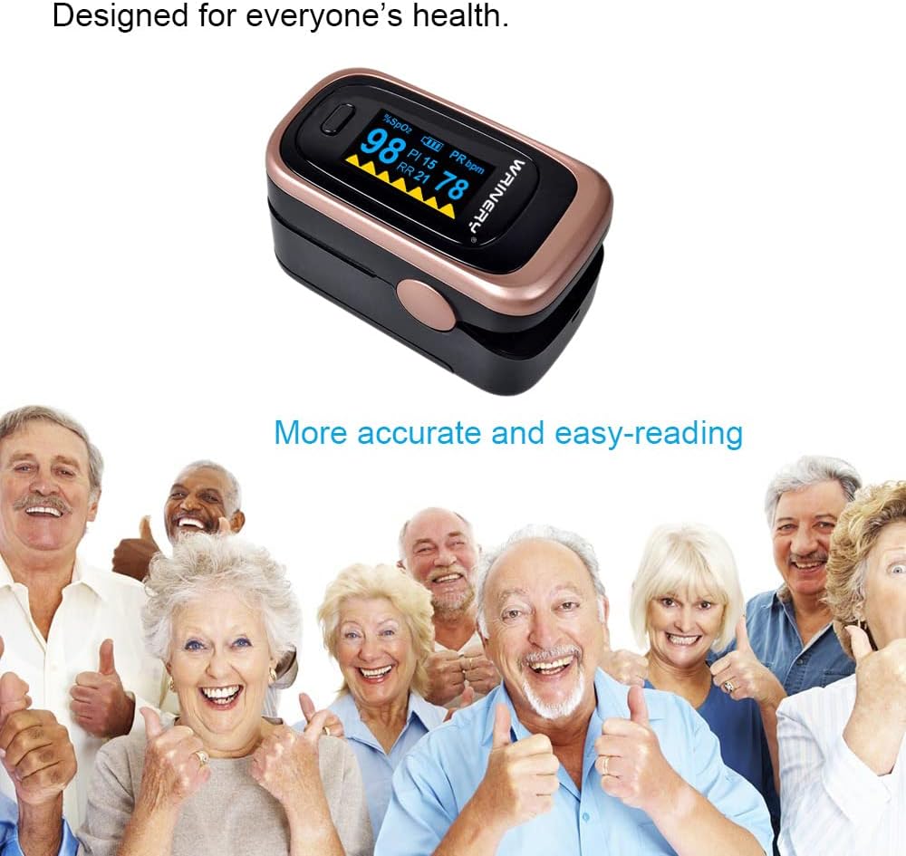 Oxygen Saturation Monitor, Wrinery Premium Pulse Oximeter Fingertip, Oxygen Monitor, O2 Saturation Monitor, OLED Portable Oximetry with Batteries
