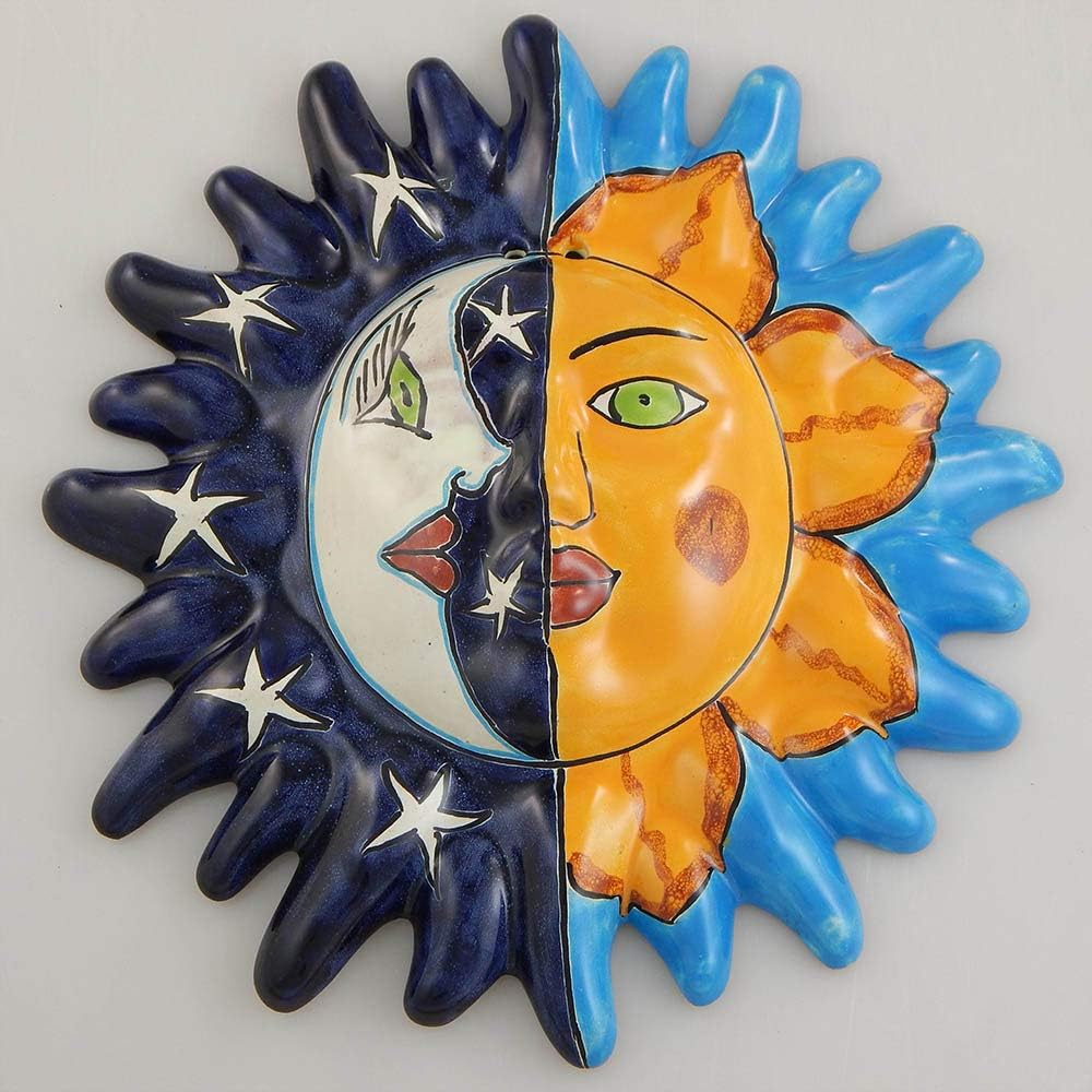 Mexican Talavera Ceramic Sun Face Wall Decor Hanging Pottery Folk Art # 22