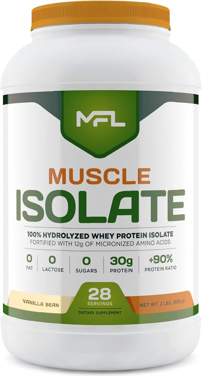 MFL 100% Isolate Protein l 30g of Protein l 12g Amino Acids l Keto Friendly l Low Carbs l 2 lbs. (Vanilla Bean)