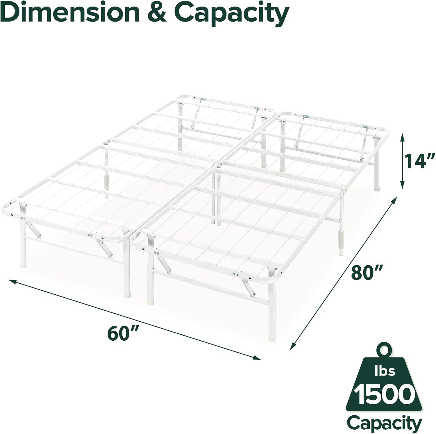 Zinus SmartBase Tool-Free Assembly Mattress Foundation, 14 Inch Metal Platform Bed Frame, No Box Spring Needed, Sturdy Steel Frame, Underbed Storage, Black, Queen