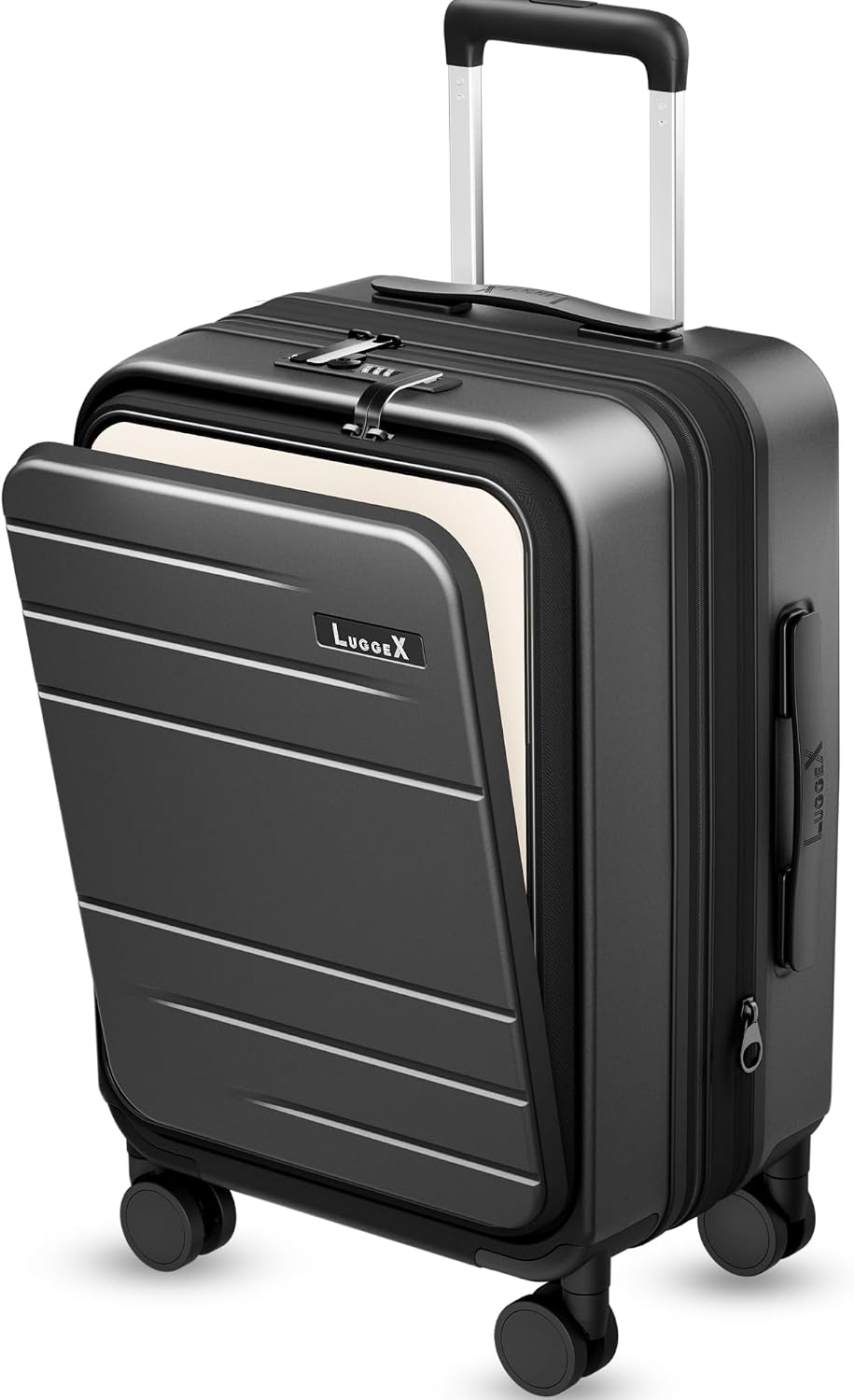 LUGGEX Checked Top Opening Expandable Suitcase, Black, 28" | Checked Luggage, Top Opening Design, 100% PC Hard Shell, Expandable Storage, TSA Approved Lock, 105L-115L Capacity, FX-Core