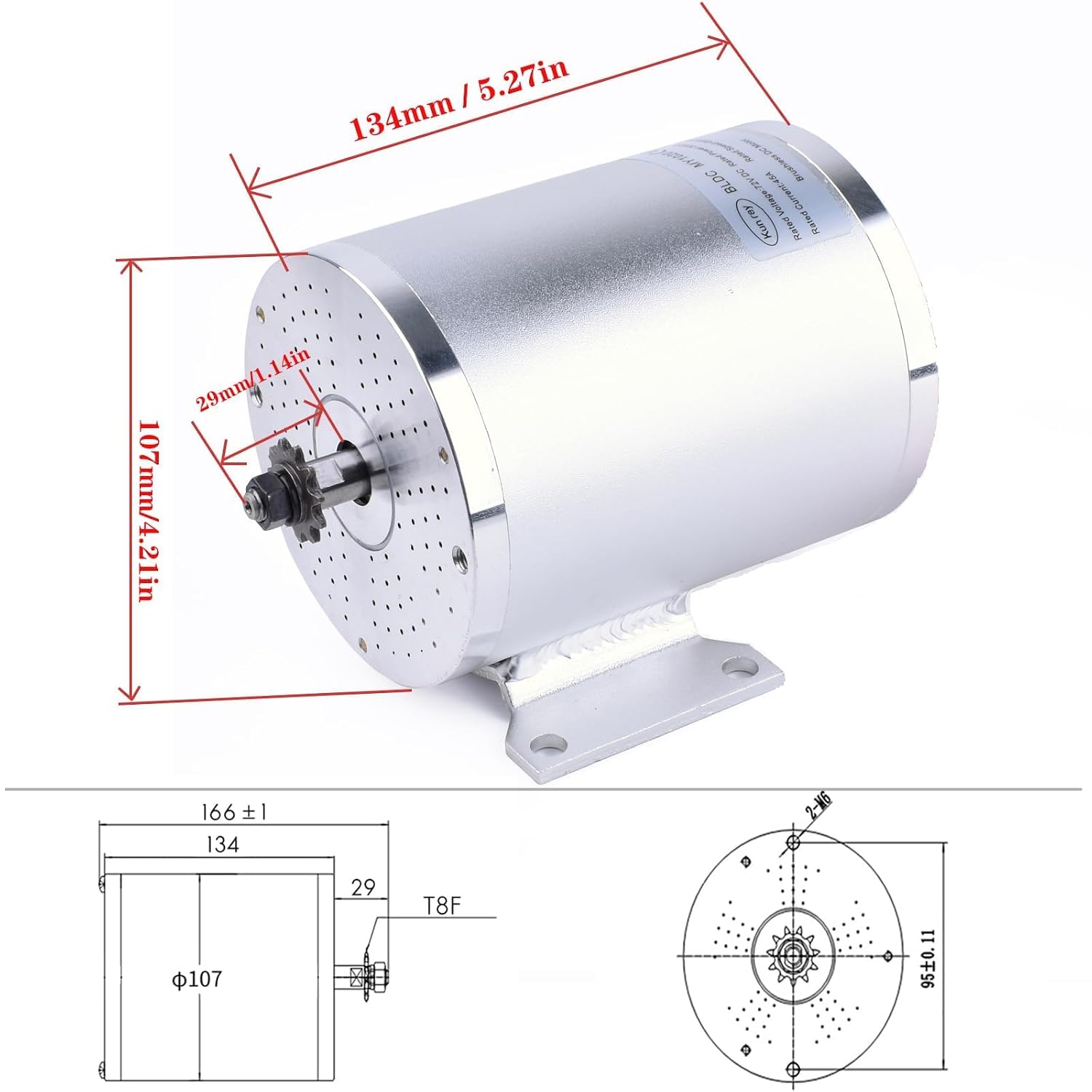 BLDC 72V 3000W Brushless Motor Kit with 50A Controller, Throttle, Pedal