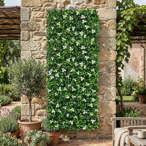 NatraHedge 20''X50'' Artificial Privacy Grass Wall Decor, Laurel Leaf