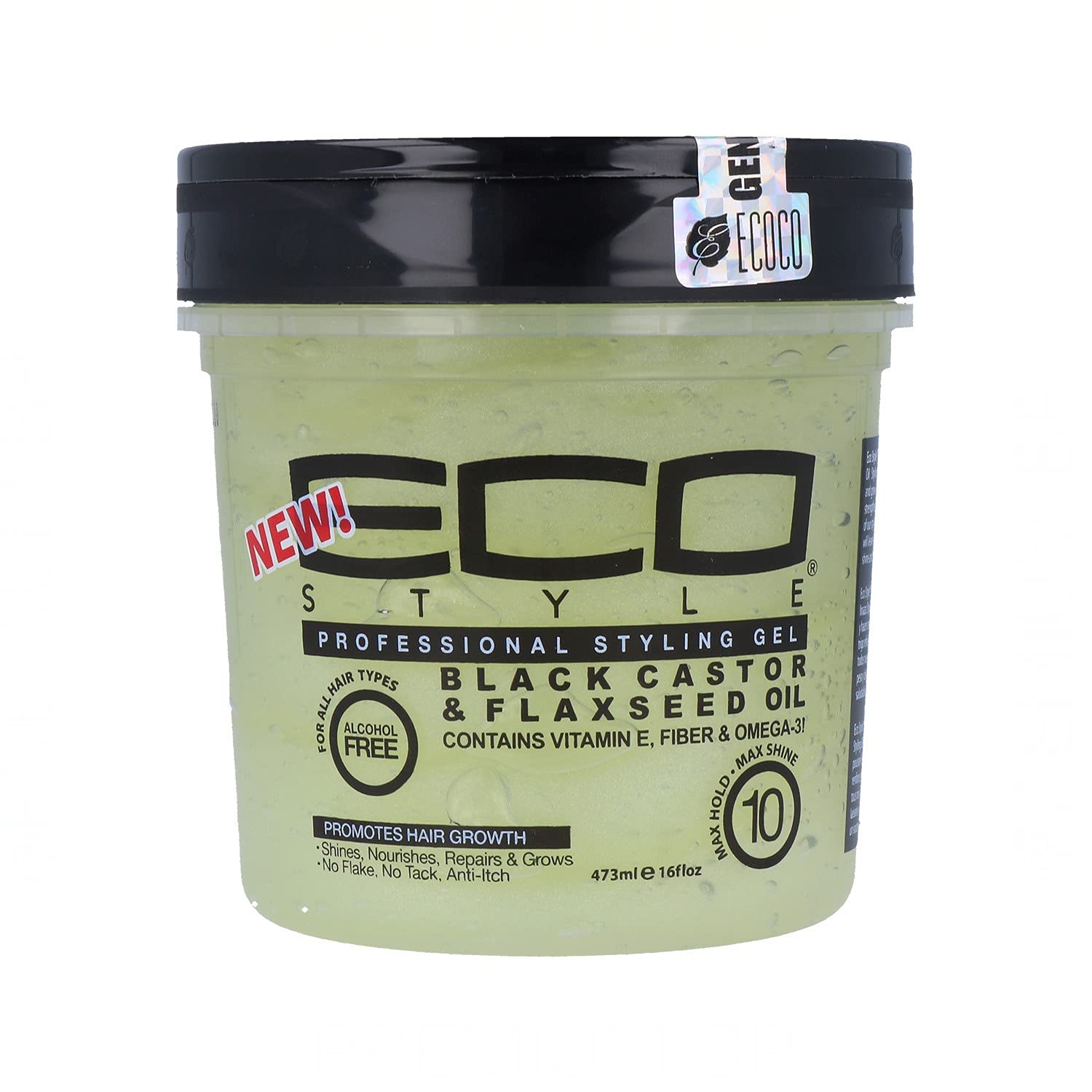 Eco Style Black Castor and Flaxseed Oil Styling Gel - Helps Nourish and Repair Damaged Hair - Promotes Healthy Scalp - Provides Superior and Weightless Hold - Delivers Long Lasting Shine - 8 oz