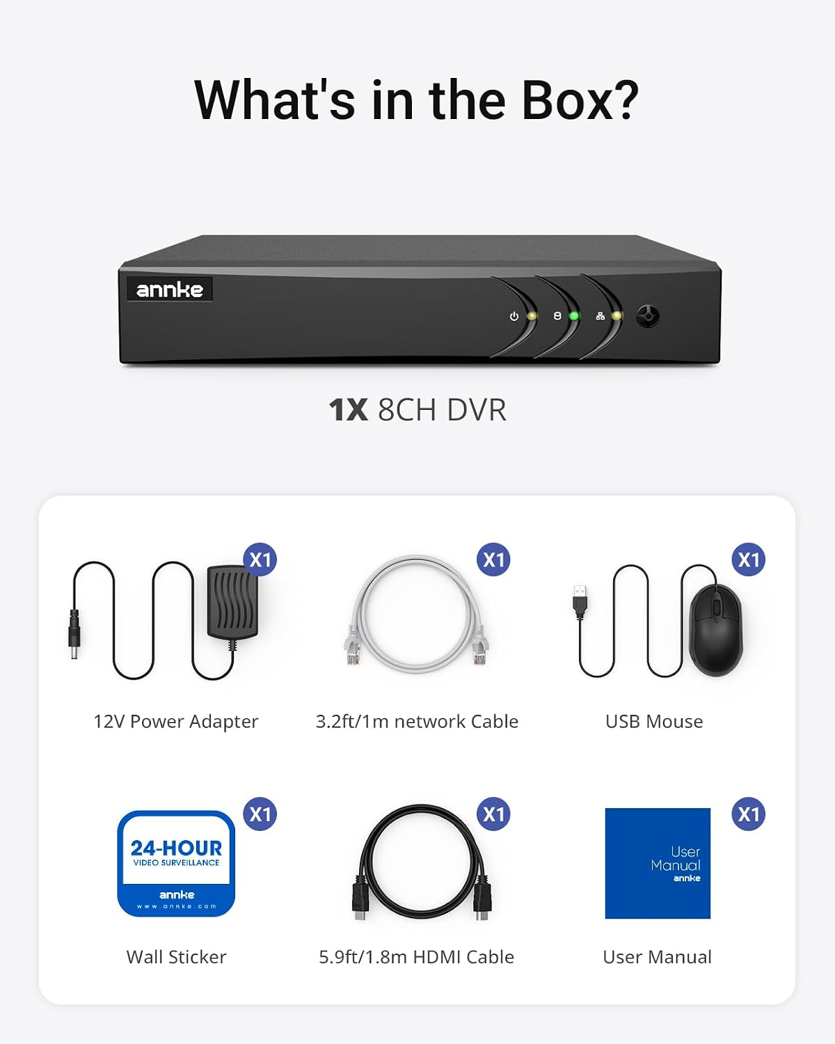 ANNKE 8 Channel 3K Lite H.265+ Security DVR Recorder, Hybrid 5-in-1, NO HDD | CCTV DVR with AI Human/Vehicle Detection for Surveillance Camera