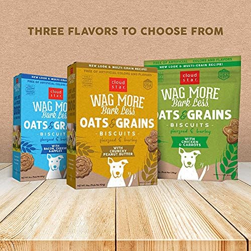 Cloud Star Wag More Bark Less - Dog Treats - Crunchy Biscuits - Oats & Grains Peanut Butter - 16 oz Box