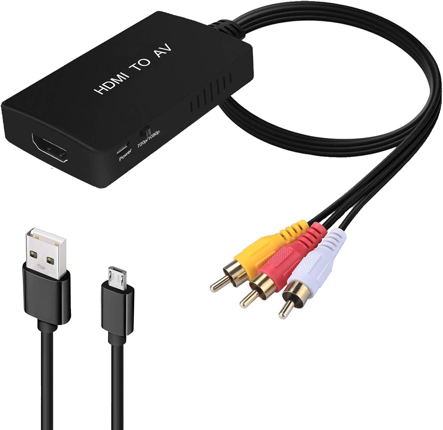 HDMI to RCA Converter, HDMI to AV for Apple TV, Roku, Fire Stick - Black