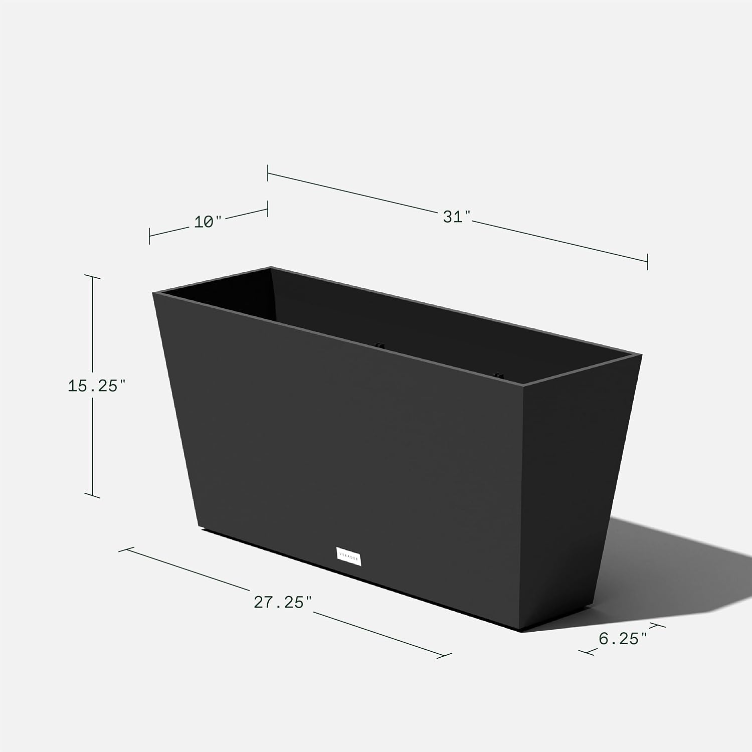 Veradek Pure Series Midori Planter - Wide Outdoor Planter | Made From Durable Plastic With Pre-Drilled Drainage Holes. Modern Porch/Patio Décor for Plants, Flowers and Herbs