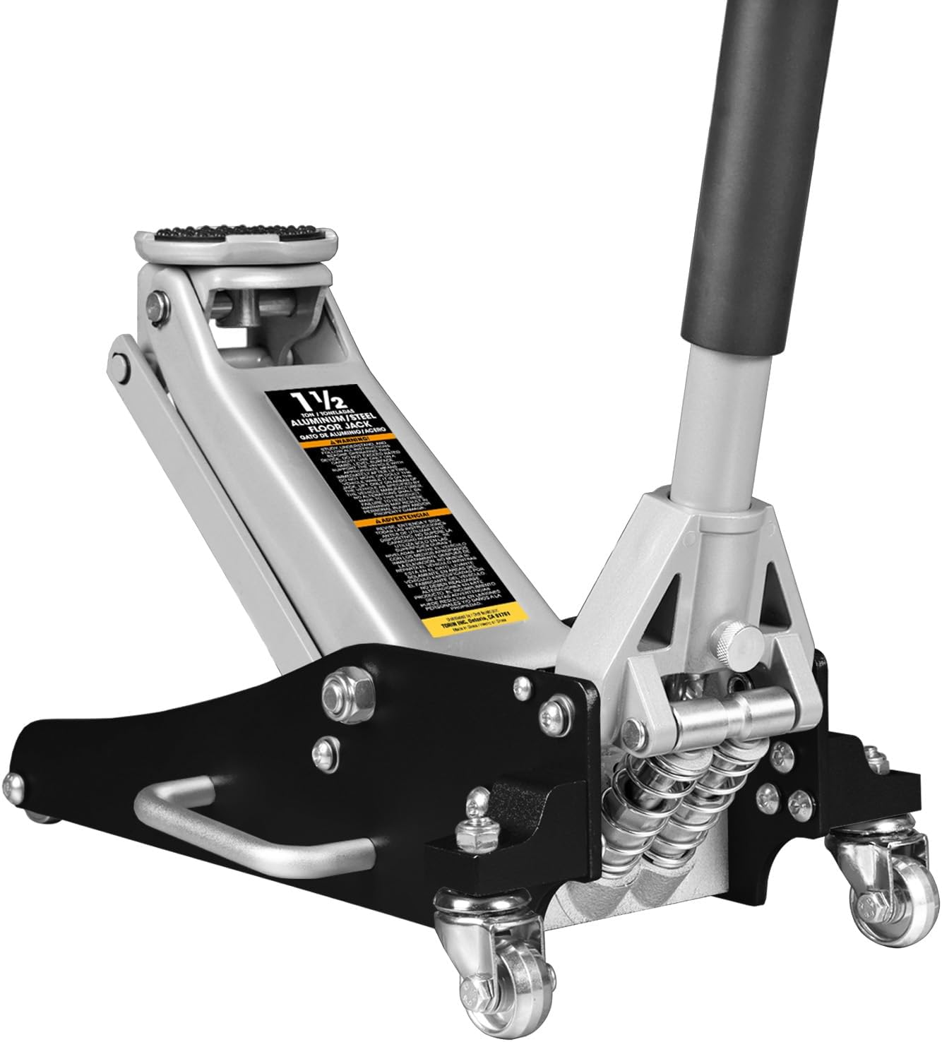 Torin TAM815016L Hydraulic Low Profile Aluminum and Steel Racing Floor Jack with Dual Piston Quick Lift Pump, 1.5 Ton (3,000 lb) Capacity, Black