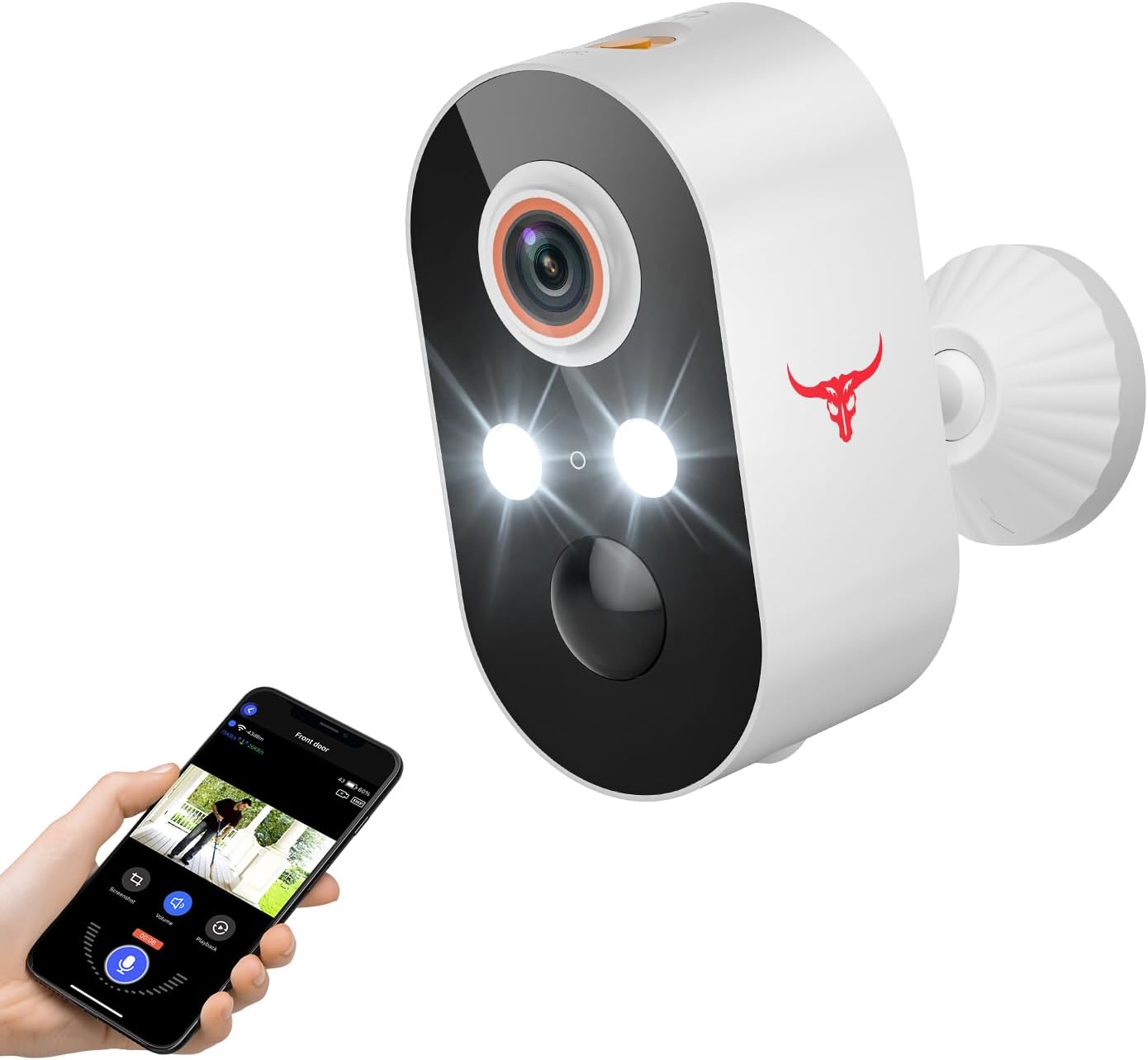 1080P Wireless Security Camera Outdoor, Battery Powered, AI Human Detection, Color Night Vision, 2-Way Audio, IP65 Waterproof, 2.4G Wi-Fi, Cloud Storage (2 Spotlights)