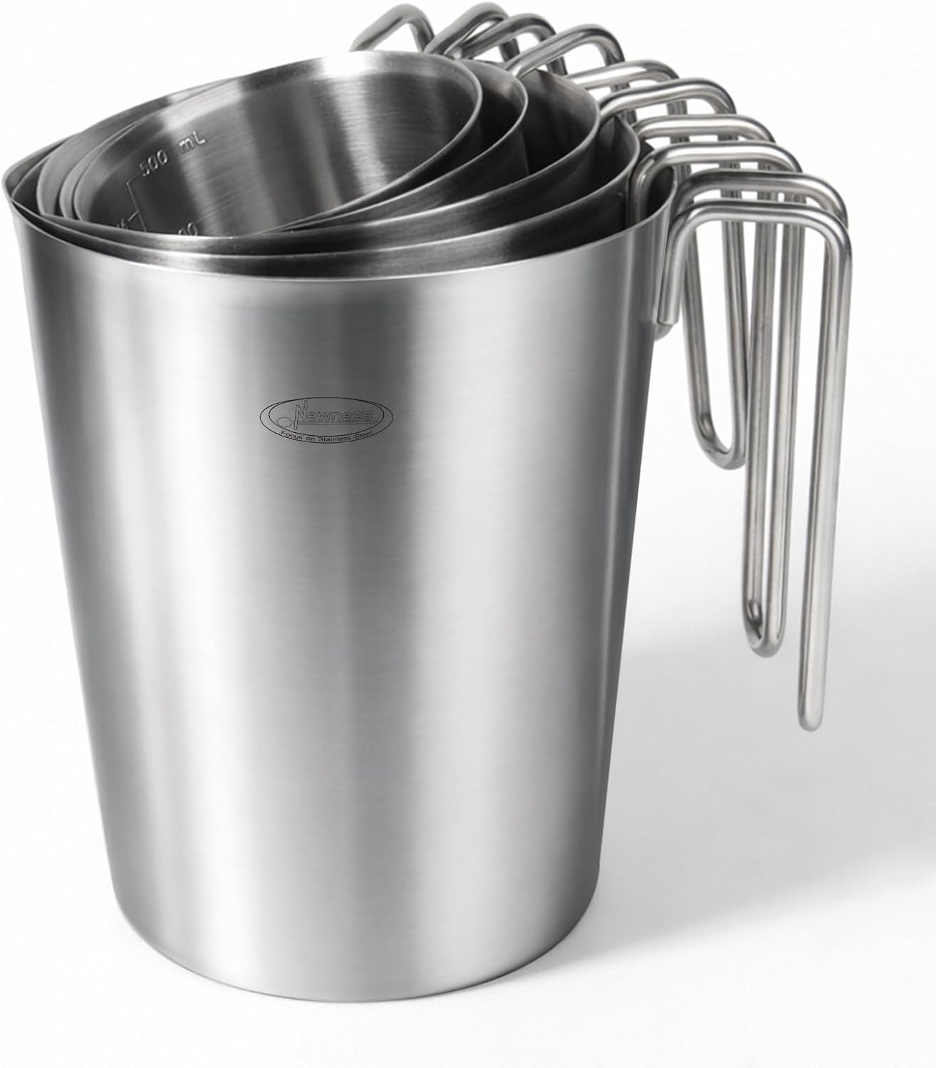 Newness Stainless Steel Measuring Cup, Metal Measuring Cup with Handle (Upgraded, 3 Marking Including Cup/ML/Ounce Scale), 16 Ounces (0.5 Liter, 2 Cup)