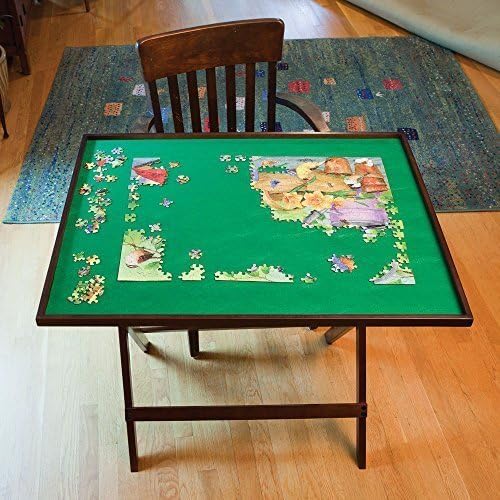 Bits and Pieces Portable Puzzle Board - Compact Folding Puzzle Table with Large Puzzling Area for 1500 Piece Jigsaw Puzzles, Attractive Wood